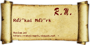 Rákai Márk névjegykártya